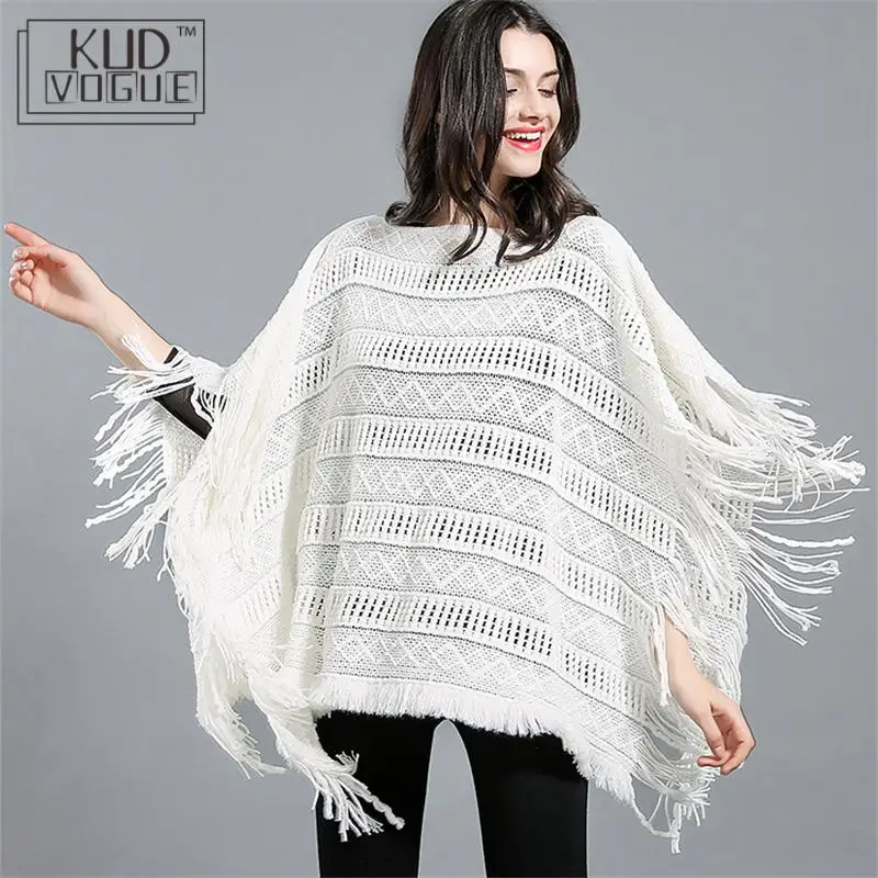 Пончо Накидки Инди фолк выдалбливают плащ для женщин шаль белый кардиган с