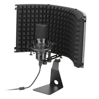 microphone isolation shield with stand folding 3 panel studio recording isolation shield with high density absorbing foam