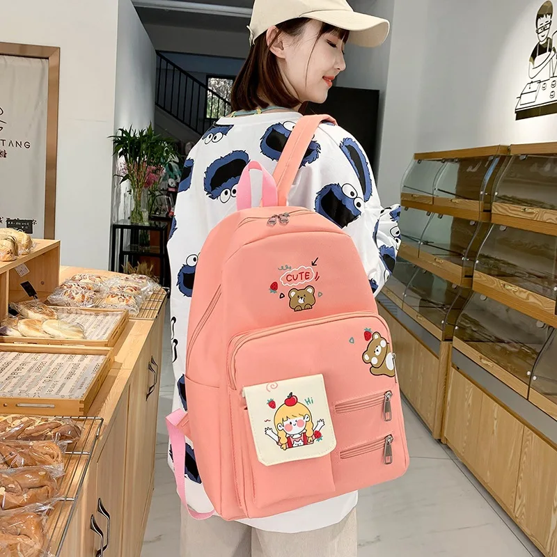 

4 set School Bags for Teenage Girls Kids Children Student Backpack Travel Teen Shoulder Bag Child Schoolbag New Women backpack