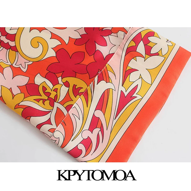 KPYTOMOA Women 2021 Fashion With Bow Tied Totem Print Asymmetry Blouses Vintage Long Sleeve Button-up Female Shirts Chic Tops | Женская