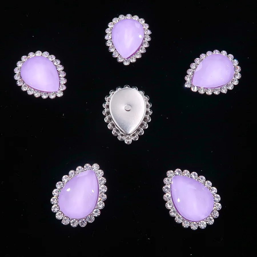 A16 Violet Желеобразных конфет стекло с украшением в виде кристаллов со стразами серебристого схватка 10x14 мм 13*18 мм бусины в форме капли воды шить на горный хрусталь аппликация «сделай сам» с отделкой - Цвет: A16 Violet
