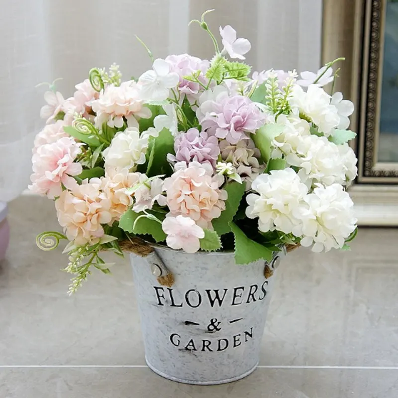 9 глав искусственные цветы гортензии мяч бутонов шелковые DIY домашний декор