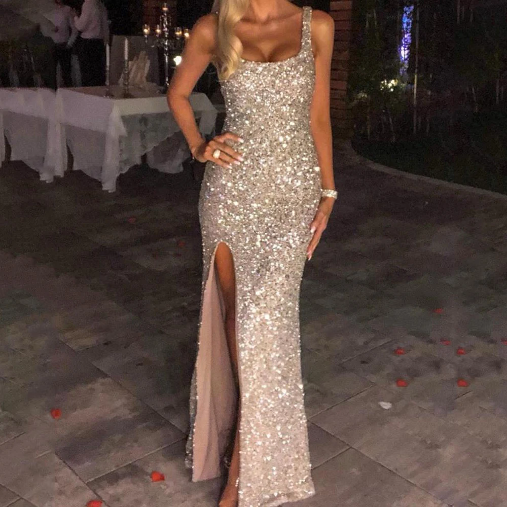 DYMADE Сексуальные вечерние платья русалки с разрезом для женщин новинка 2020