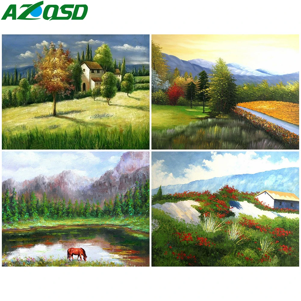 

AZQSD DIY картина по номерам холст Наборы пейзаж Раскраска по номерам дерево рисунок на Хо Декор для дома