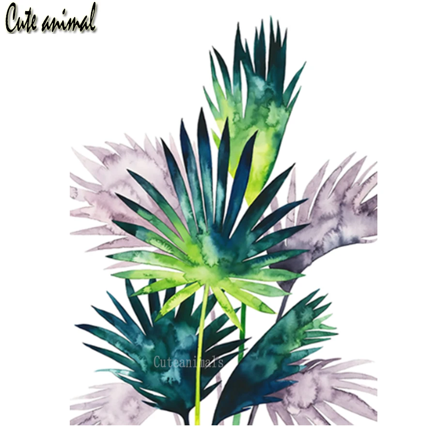 

5D diamond painting Color tropical green plant turtle leaf plant Diy diamond embroidery full square round Drill stitch cross kit