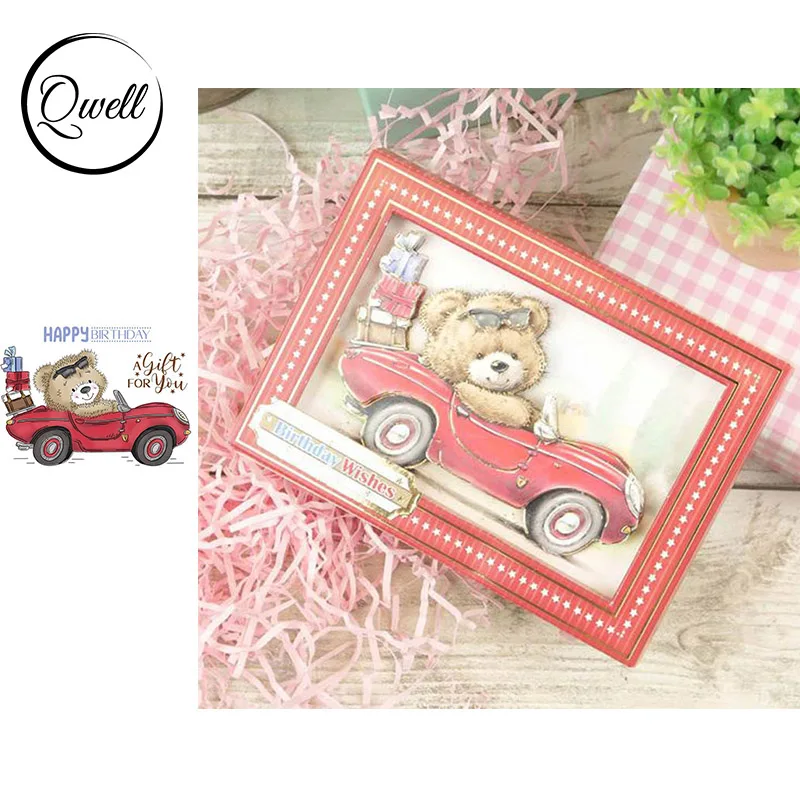 Прозрачные штампы QWELL с милым животным маленьким медведем для скрапбукинга и