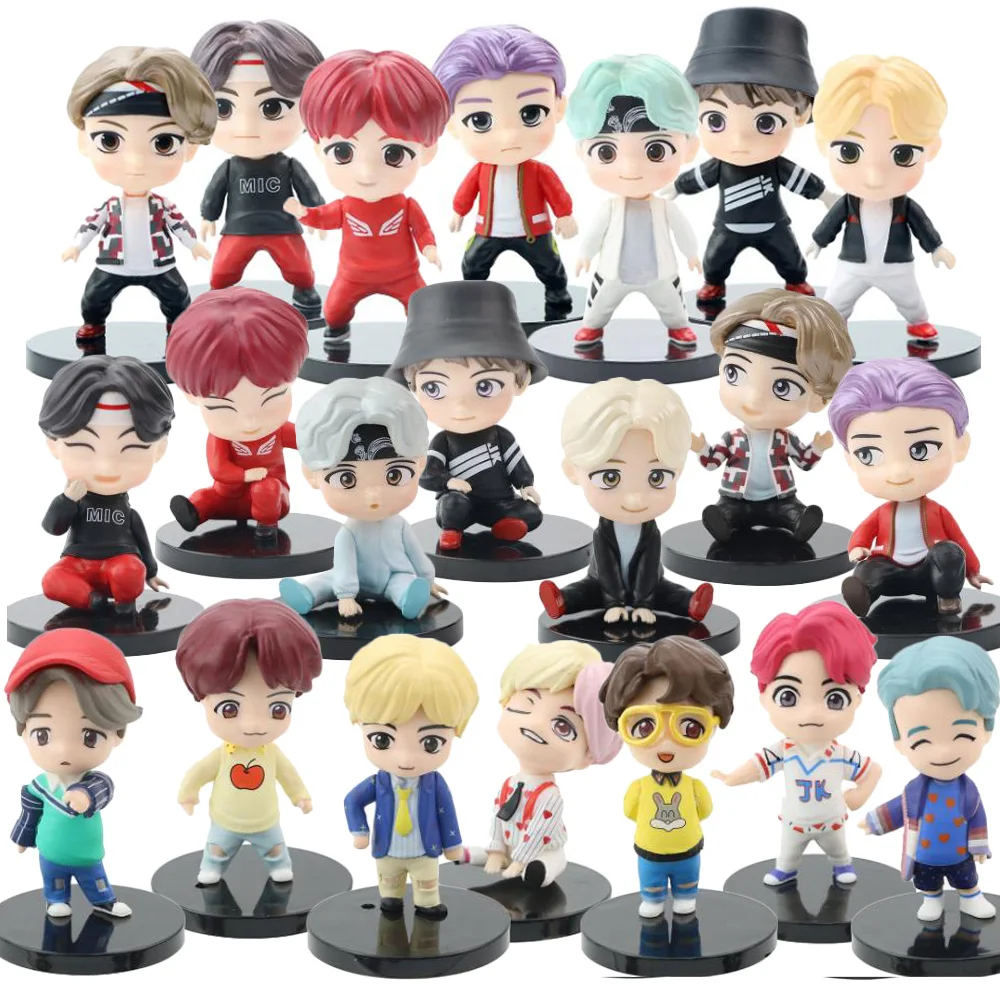 

Экшн-фигурки Bangtan Boy KPOP из ПВХ, модель звезда, топ-группа, армейский кумир, Мультяшные коллекционные куклы, детские игрушки, подарок на день ро...