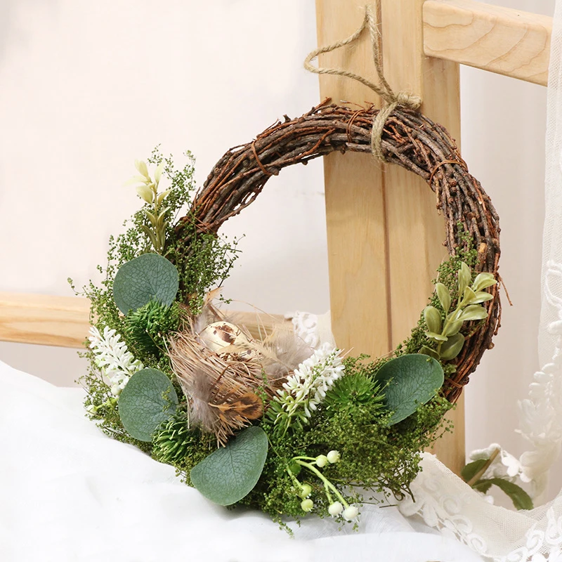 

1set Spring Wreath With Bird Hanging Wreath Party Decoration For Home Craft