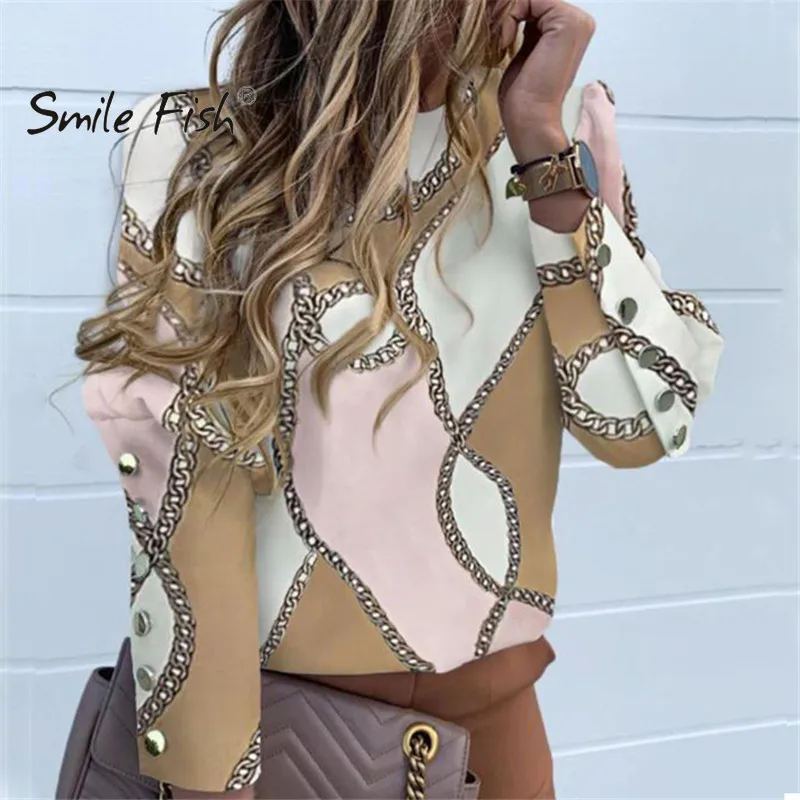 Женская блуза с длинным рукавом на пуговицах принтом ананасов|Блузки| |