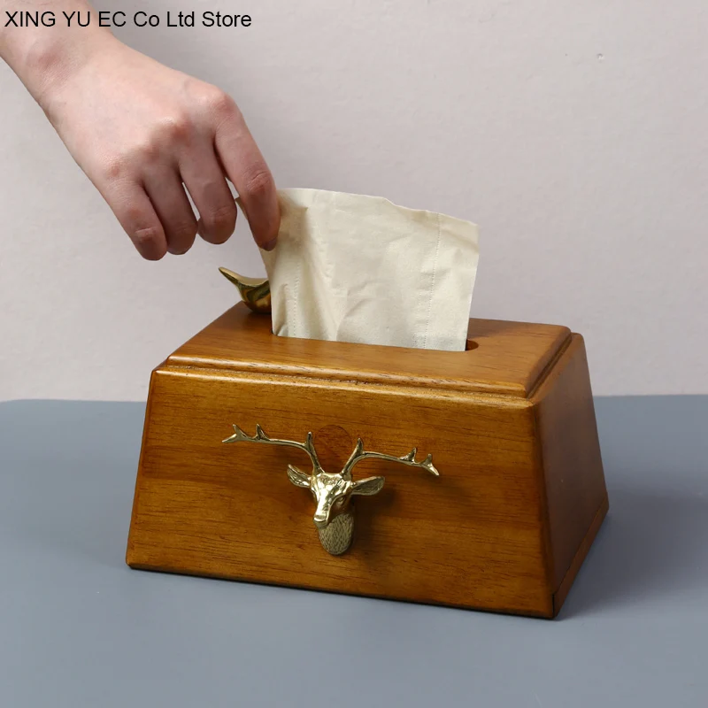 

Nordic Solid Wood Pumping Box Creative Household Tissue Box Living Room Napkin Storage Box Modern Home Decoration Accessories