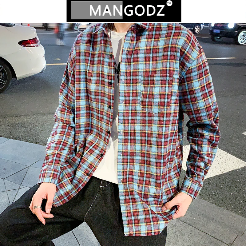 

Мужская рубашка с длинным рукавом, Повседневная клетчатая рубашка в стиле Харадзюку, верхняя одежда в японском стиле для пар, осень 2021