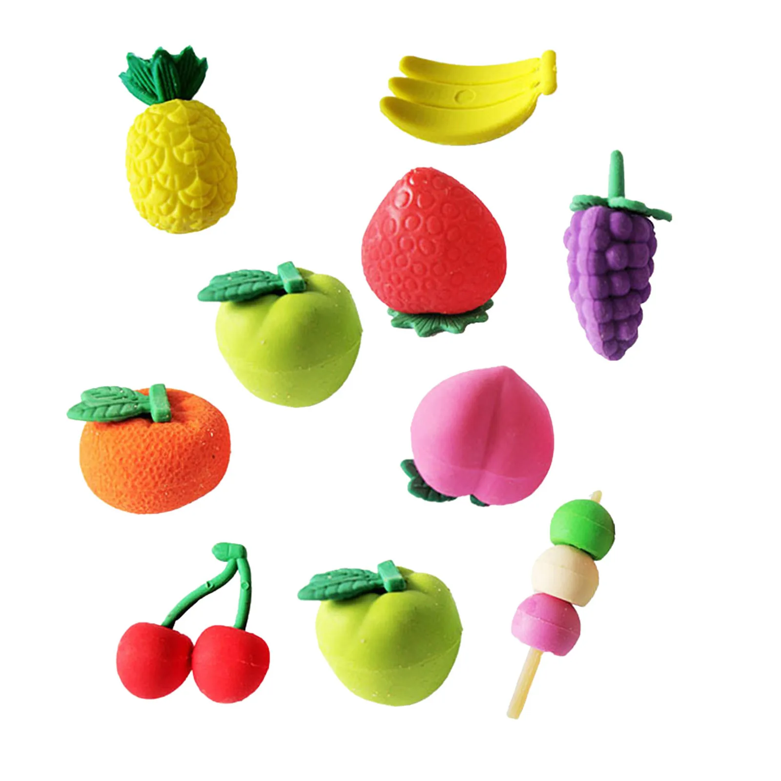 

10pcs Cute Fruit Cuisine Shape Rubber Eraser Student Learning Stationery for Child Creative Novelty Erasers New Stationery f5