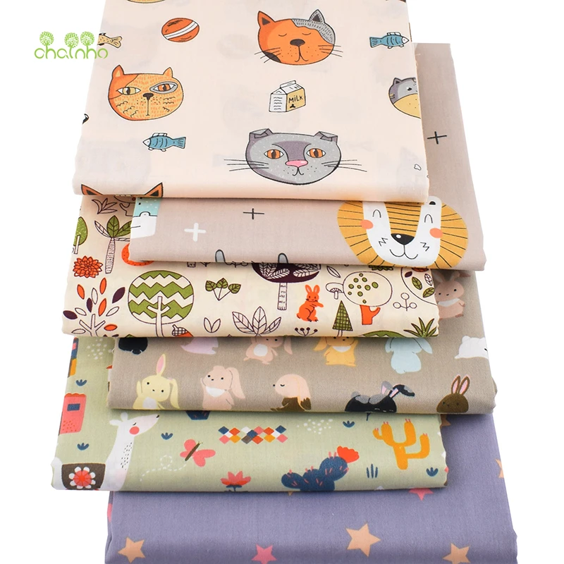 Chainho, серия Happy Animal мультфильм, печать твиловая, хлопковая ткань, Лоскутная Одежда для DIY шитья для малышей и детей