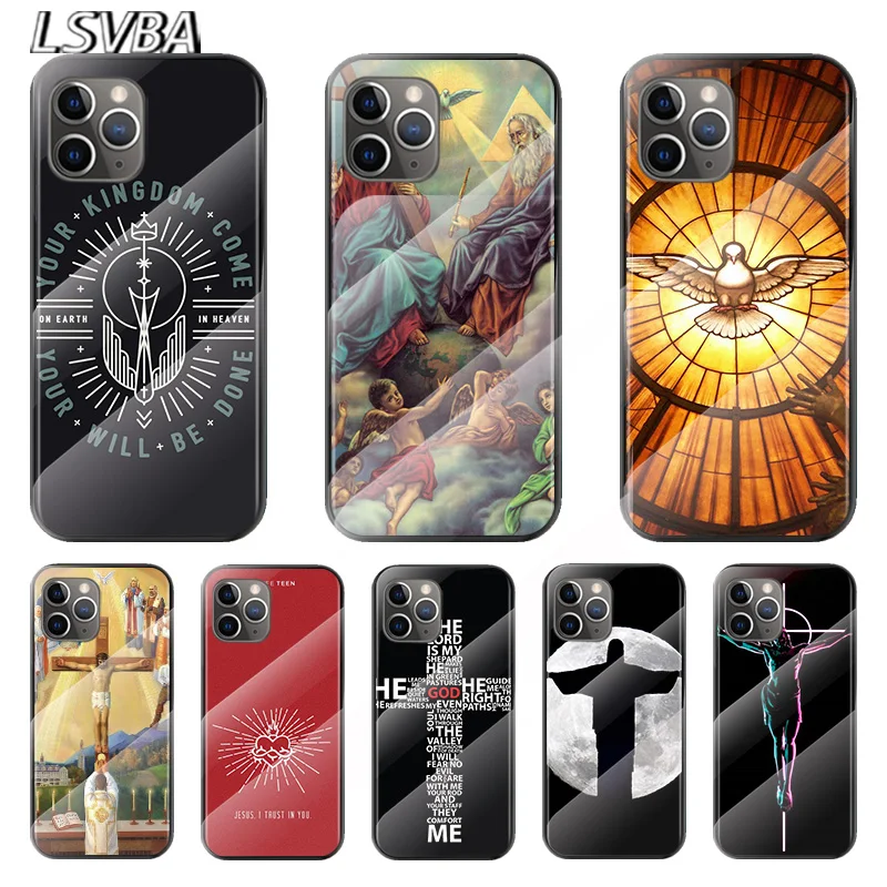 

Faith Jesus God cross For Apple iPhone 12 11 8 7 6 6S XS XR SE X 2020 Pro Max Mini Plus Tempered Glass Cover Phone Case
