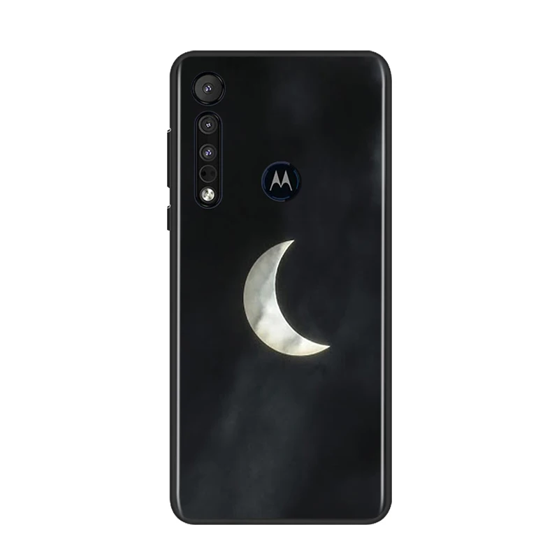 

Moon Stars Space for Motorola G9 G8 G Edge One E7 E6 Power Lite Marco Hyper Fusion Plus Play Black Phone Case