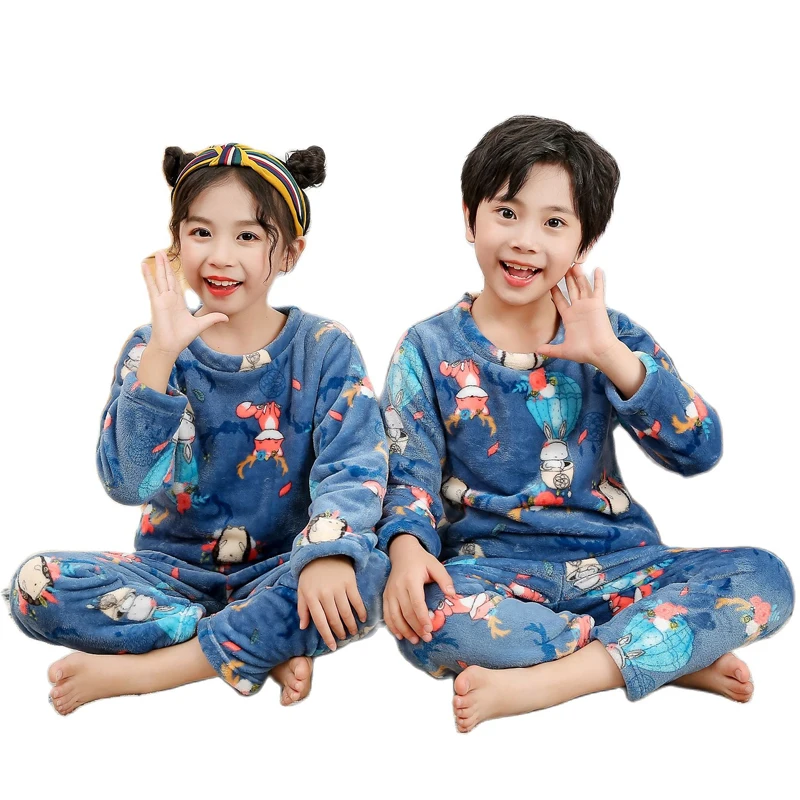 

Kid Pajamas Set Winter Boy Girl Christmas Costume Sleepwear 2021 New Autumn Cartoon Soft Flannel Suit Homewear Children Clothing
