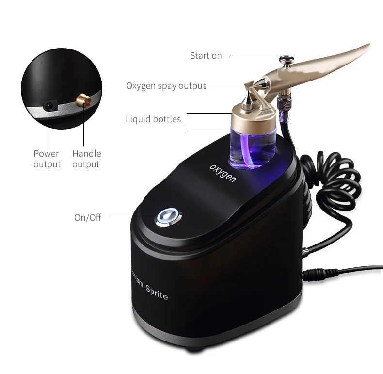 2019 New Portable Oxygen Facial Spray Gun Skin Whitening Water Oxygen Jet Peel Machine