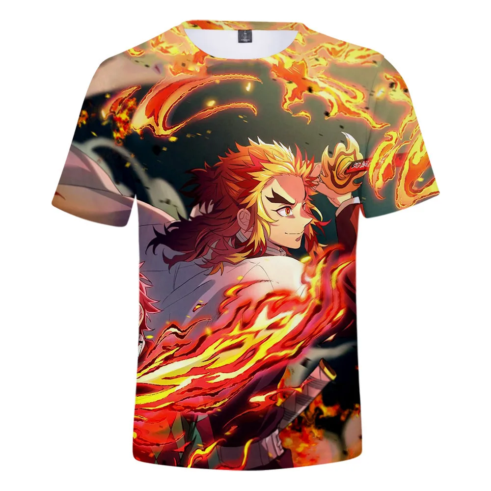 

2021 New Anime Demon Slayer 3D Printed T-Shirt Unisex Fashion Causal Harajuku Round-neck Short Sleeve Streetwear Oversize Top