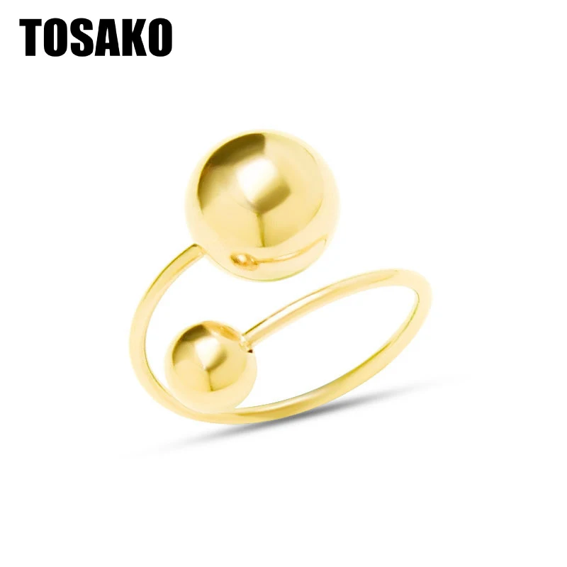 

TOSAKO Stainless Steel Ring Big And Small Ball Opening Adjustable Personality Jewelry For Women BSA101