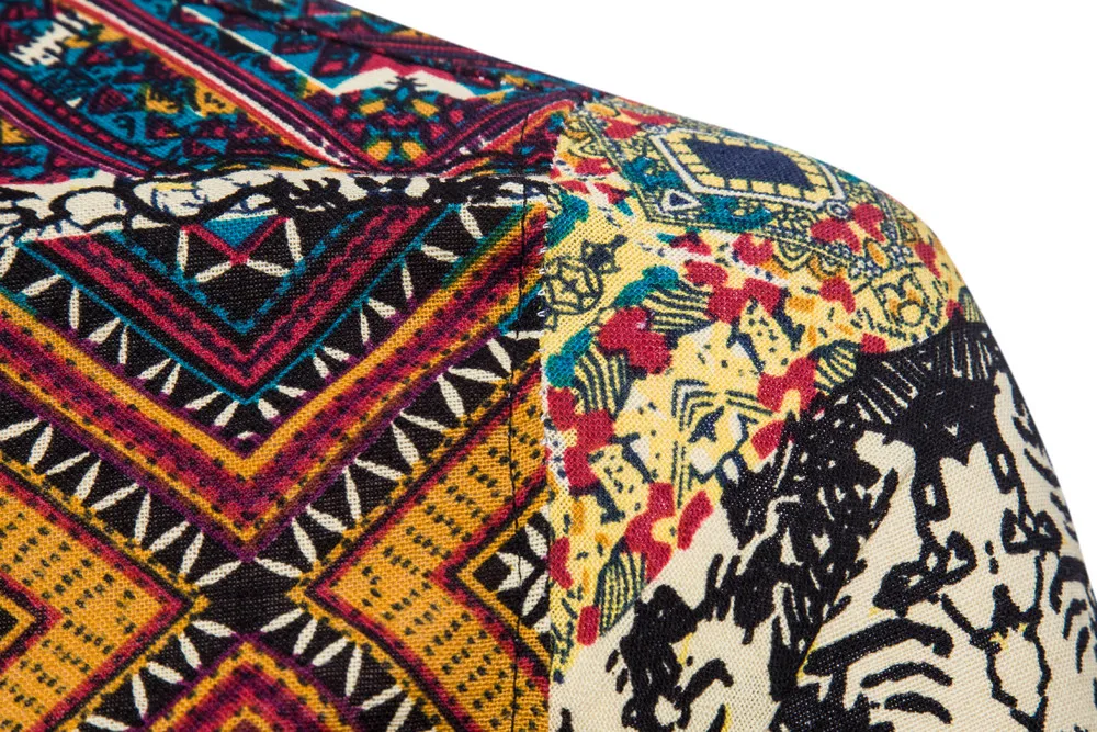 Мужская рубашка Летняя Bohe цветочный короткий рукав льняная Базовая футболка