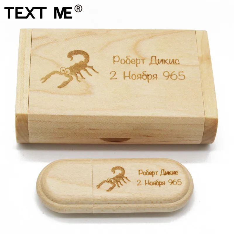 TEXT ME (более 10 шт. бесплатный логотип) Деревянный usb + коробка флеш накопитель