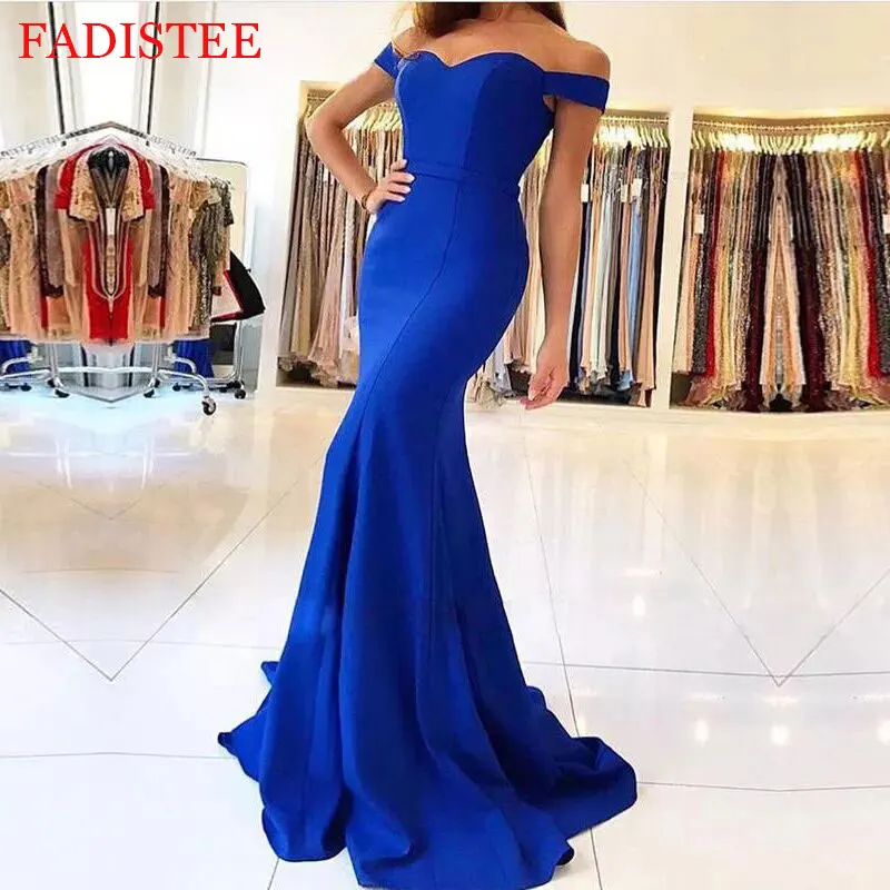 Простое атласное платье-русалка длинное вечернее платье с вырезом лодочкой
