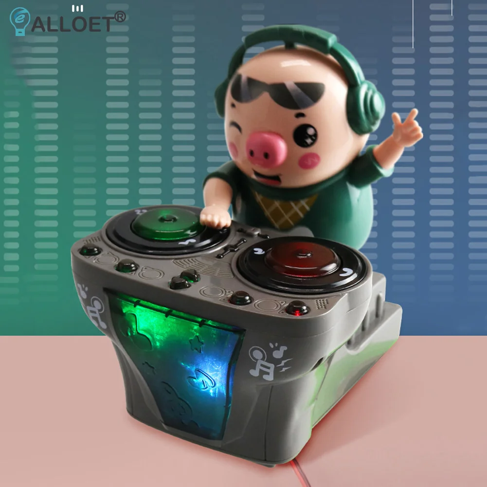 

Забавная электрическая DJ музыкальная Танцующая свинья, игрушка с красосветильник, настольное украшение, новинка, пение, звуковые игрушки, п...