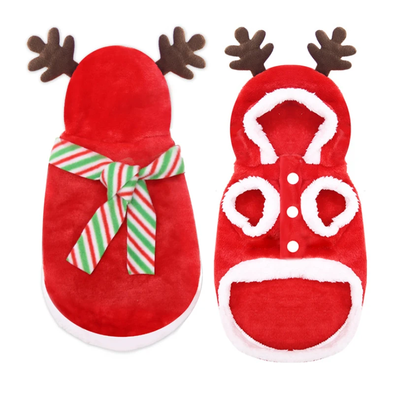 Рождественская Одежда для собак теплый питомец пальто с шарфом костюмы кошек