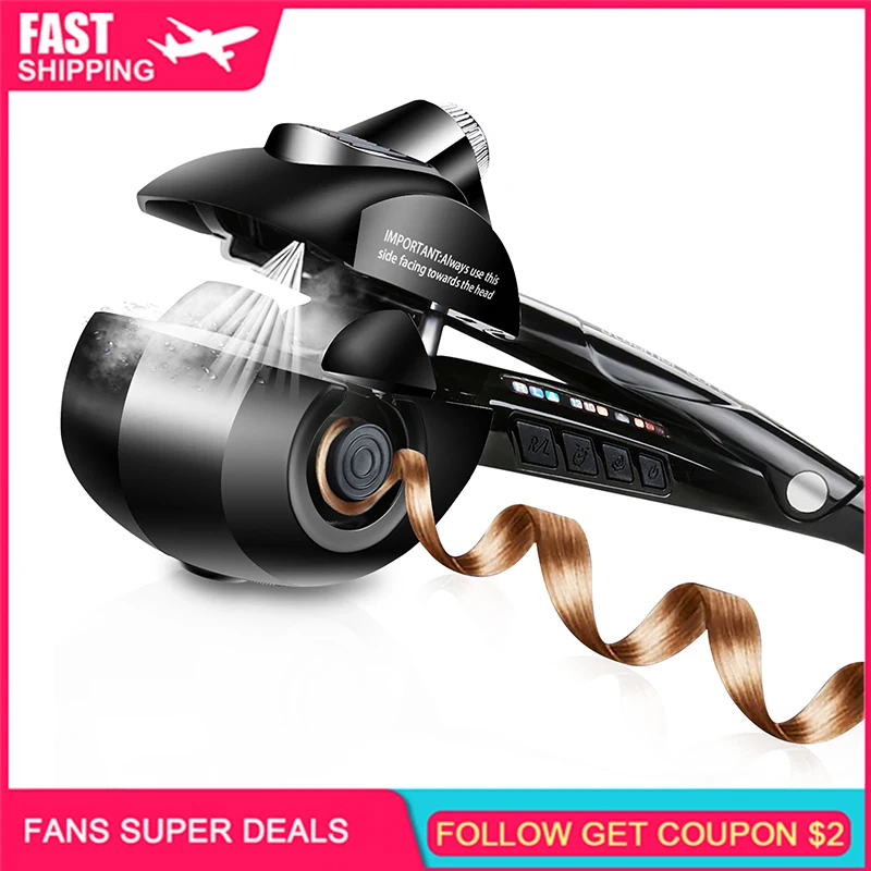 Профессиональные щипцы для завивки волос с функциями Паровая плойка LED дисплей