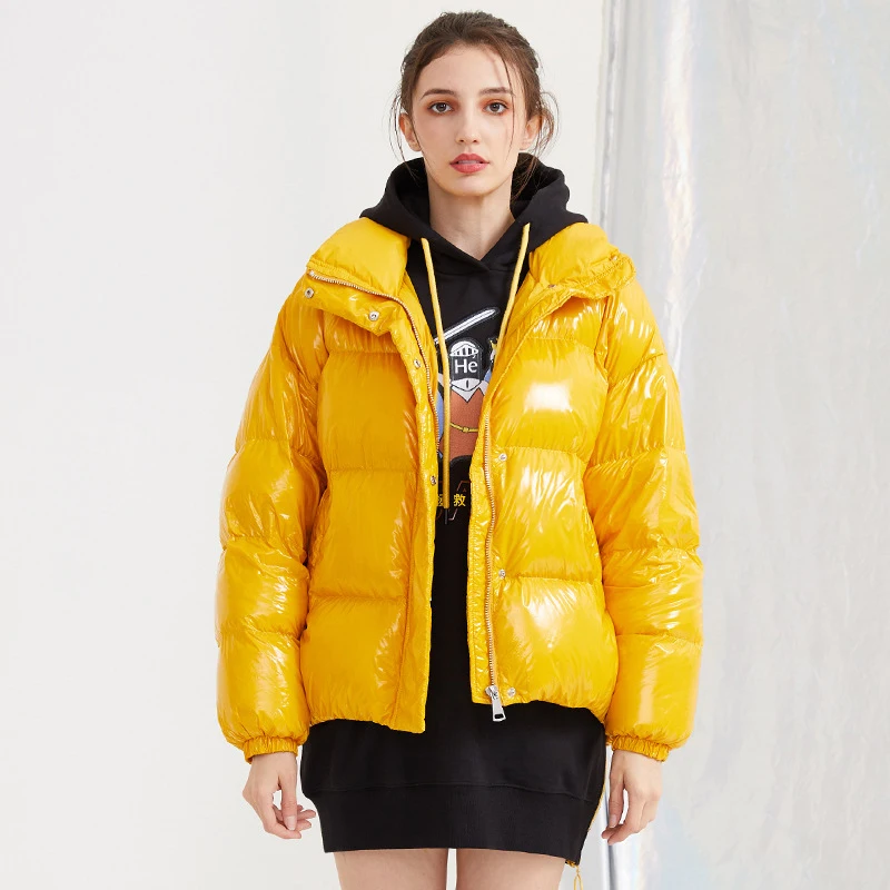 YNZZU Chic новая зимняя куртка женская повседневная короткая пушистая пуховая куртка женская утепленная теплая свободная яркая верхняя одежда A1121