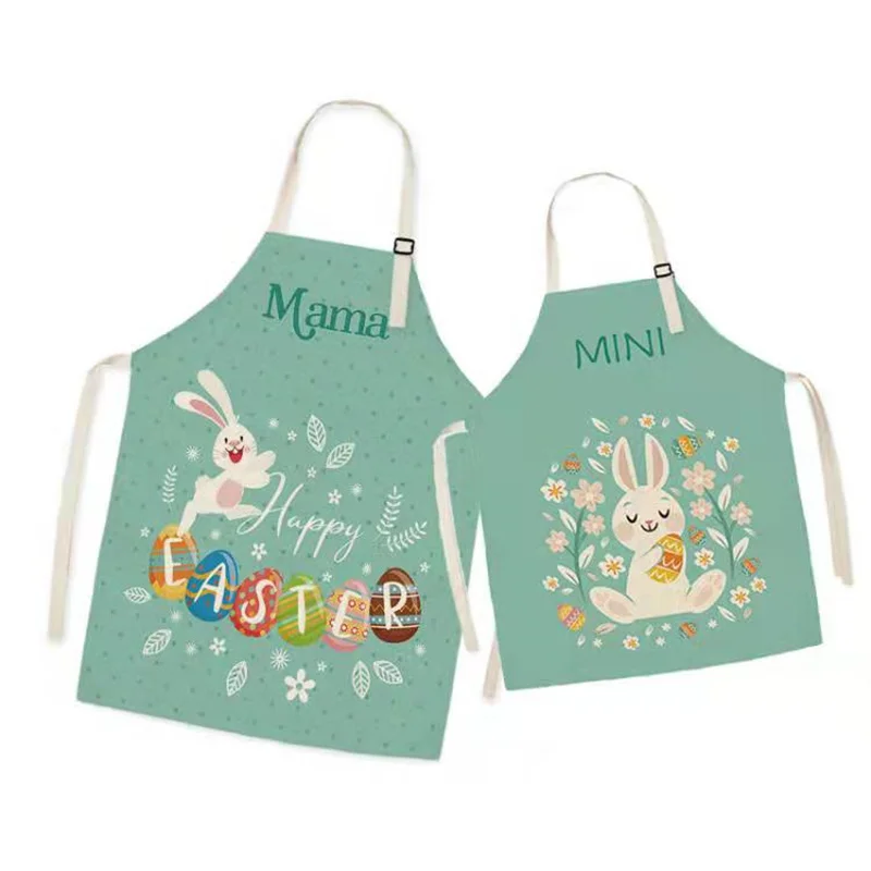 

Happy Easter Women Kitchen Apron Men Child Barista House Cleaning Kids Girls Boys Family Matching Aprons