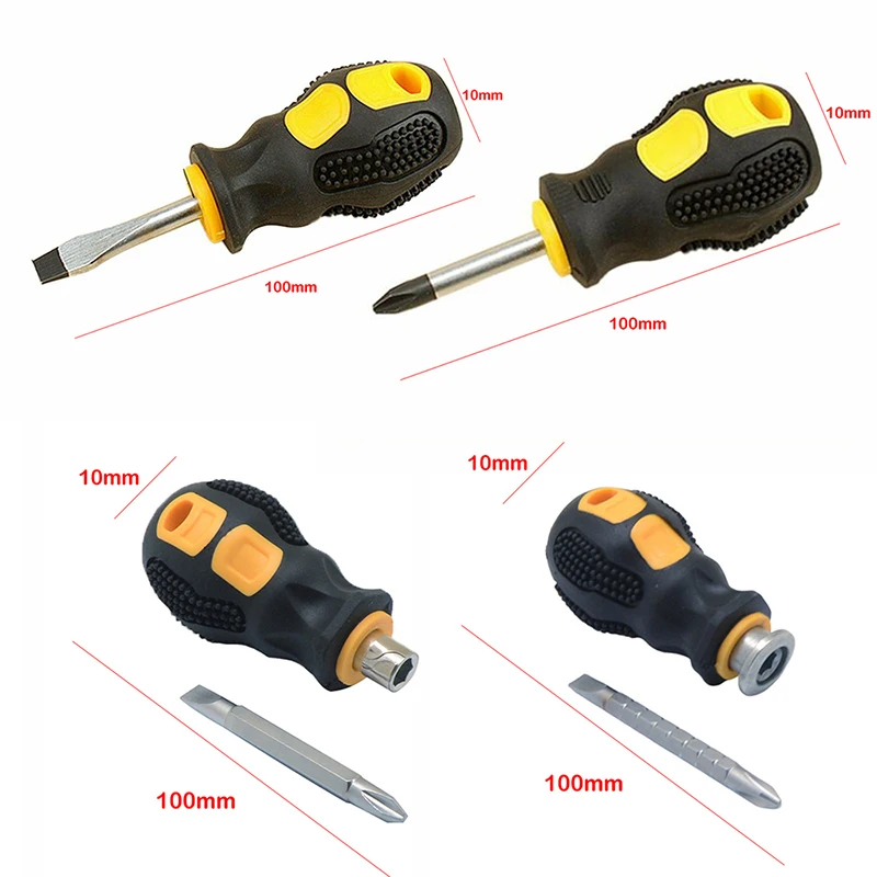 

Double-Use Screwdriver Cross Flat Head Screwdriver Removable Hand Tools Chrome Vanadium Steel Repair Tool Handle Screw Driver
