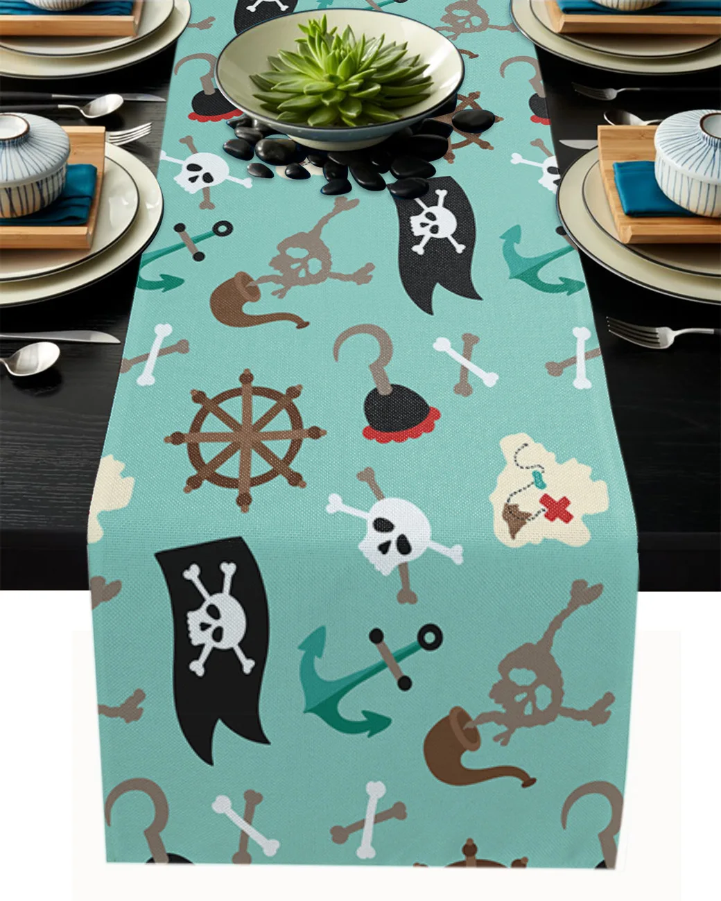 

Pirate Skull Table Runner Modern Wedding Decorations Dinning Table Runners Placemat Christmas Decorations