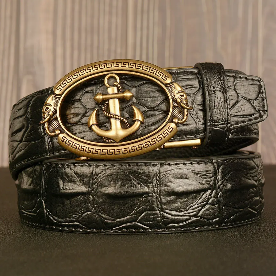 Ремень мужской из металлического сплава модный ретро пояс с автоматической