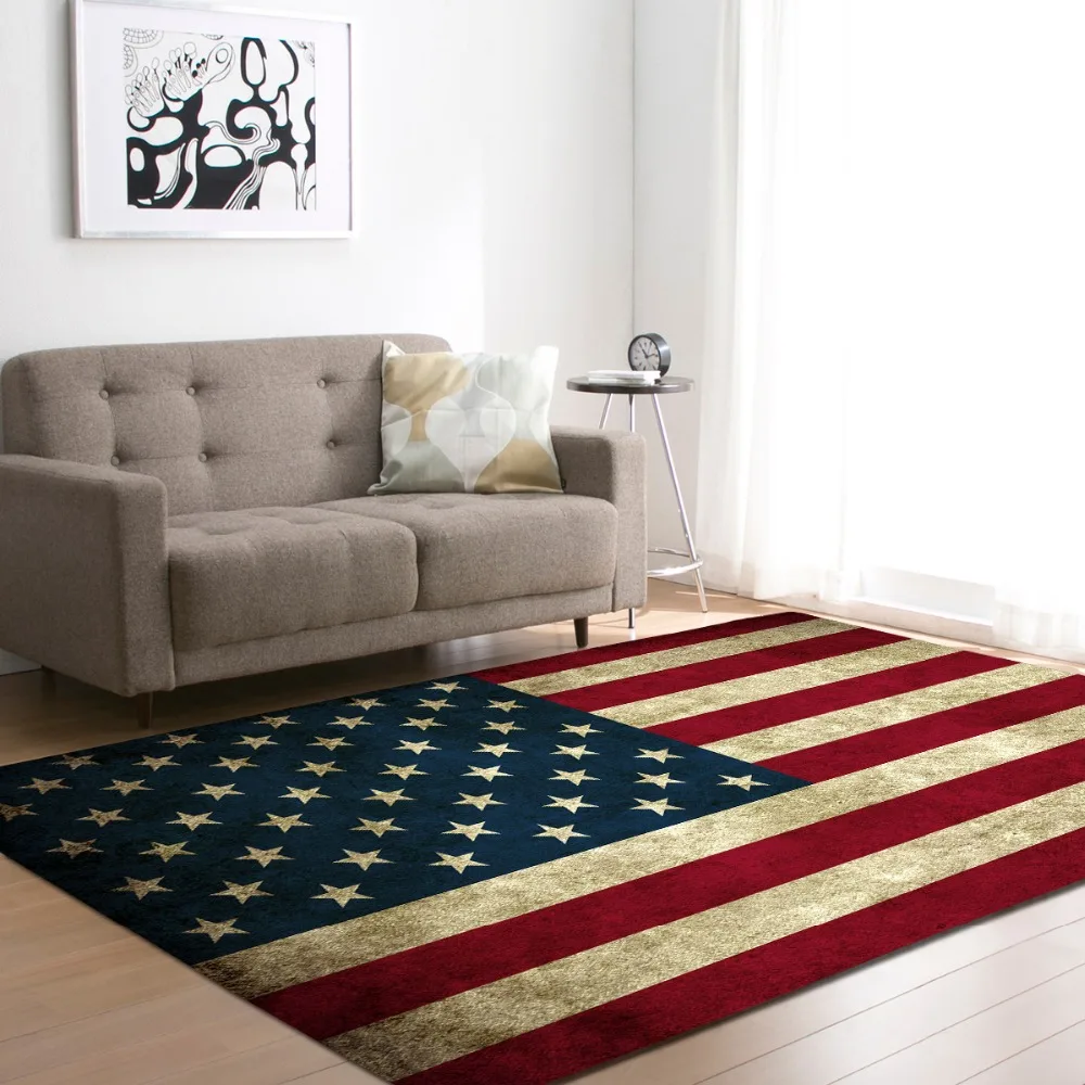 Nordic Large Living Room Carpets Soft Flannel America National Flag Tea Table Area Rugs Kids Crawling Play Mat Rug and Carpet |
