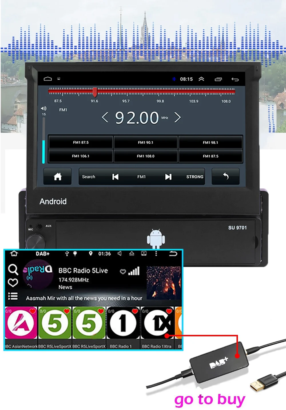 7 дюймов Android 8,1 автомобильный радиоприемник 1 Din MP5 плеер+ Wi-Fi, gps Bluetooth AM/FM карта Оффлайн мультимедиа Playercam