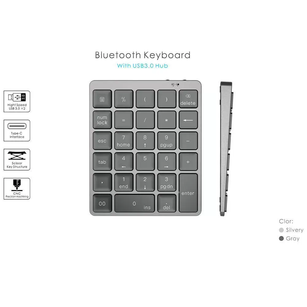 

Universal 28-key Ultra-thin External Rechargeable Wireless 3.0 Tablet Hub Desktop Bluetooth Laptop Keyboard With USB Compat A8Y5