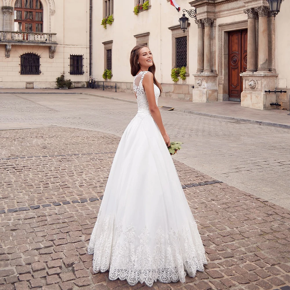 

Vestidos Elegant Wedding Dresses Netting Appliques Sashes Bateau Sleeveless Zipper Ball Bridal Gowns