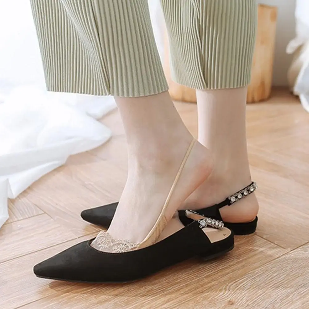 

Hollow Out Embroidered Cotton Short Lace Socks Women Low Heel Protect Invisible Thin Foot Cut Socks Breathable Socks Summer N3R3