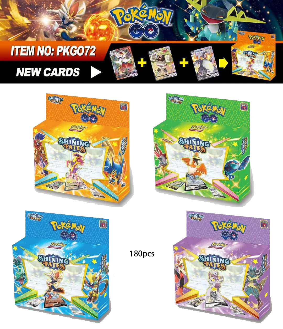

Random box Pokemon English Cards 2021 Newest 180Pcs English Shining Fates Trade Game Battle Cards Collection Collectable Toys