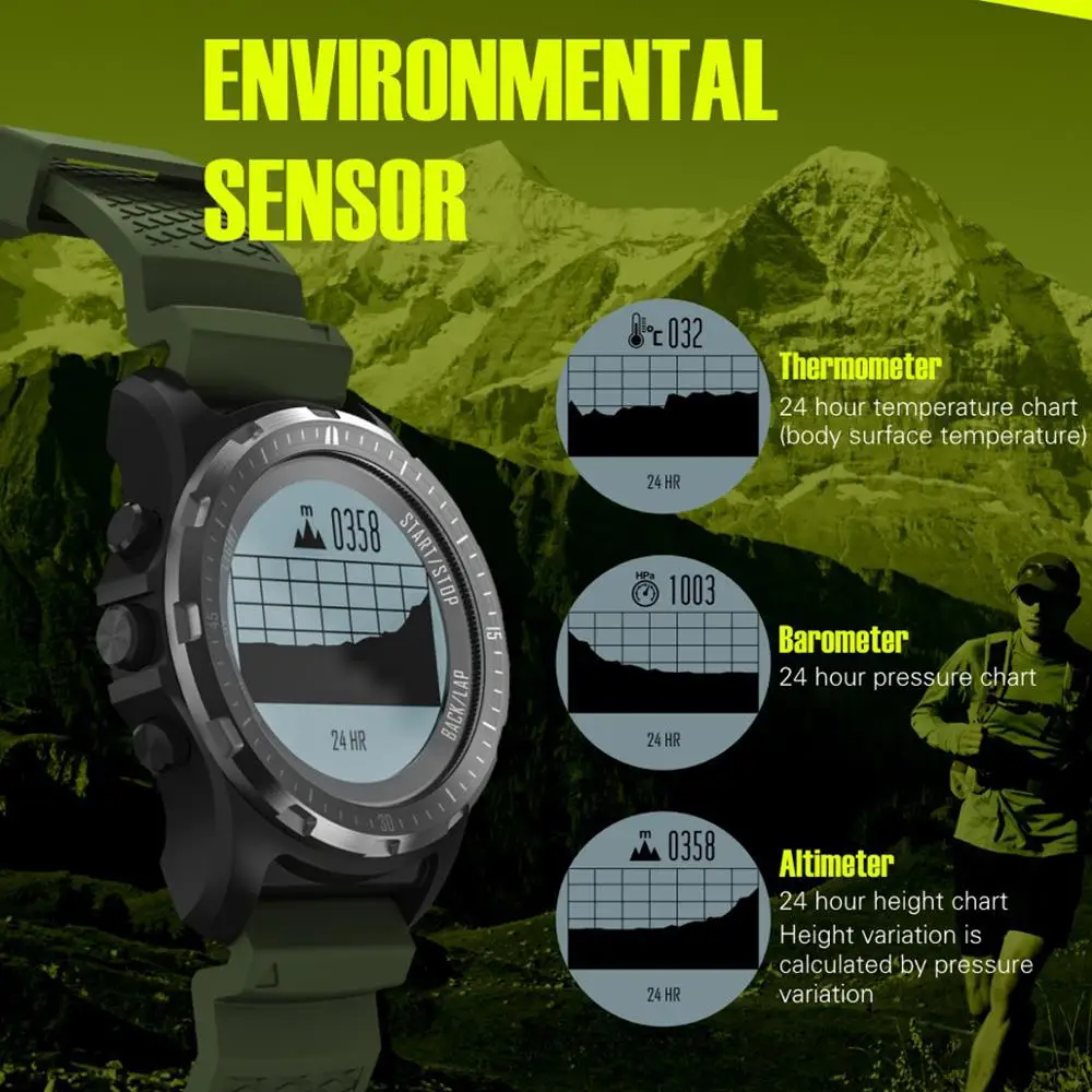 GPS фитнес трекер альтиметр барометр термометр Монитор Сердечного Ритма плавание