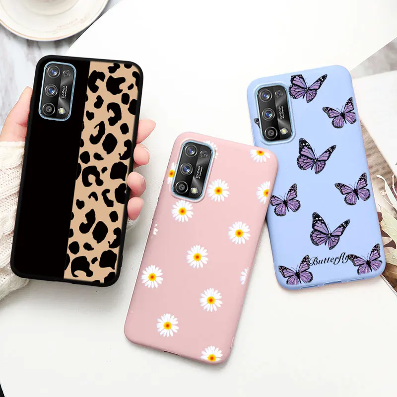 for realme 7 pro case phone cover silicone soft tpu case for oppo realme 7pro realme7 pro 6 4 coque bumper flower heart luxury free global shipping