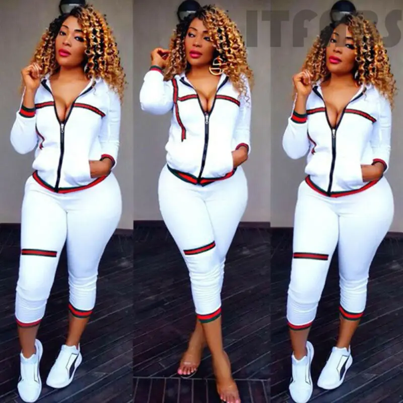 Hot sale solid Womens 2 PCS Tracksuits Set Ladies 2019 new Brand Autumn Long Sleeve Casual O-Neck Hoodies +long pants Plus Size |
