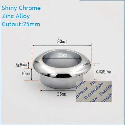 Zinc Chrome 25mm 4 шт./лот Матовый Черный Хром Цинк пластиковый настольный втулка фланец кабельный выход аккуратная Заглушка с отверстием для проводов щетка управления - Цвет: Zinc Chrome 25mm