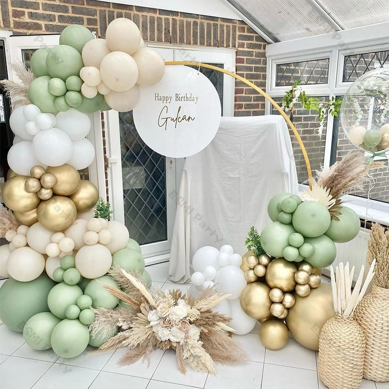 

133pcs Dusty Green White Balloons Garland Chain DIY Wedding Birthday Decoration Transparent Ballon Arch Kit Baby Shower Decor