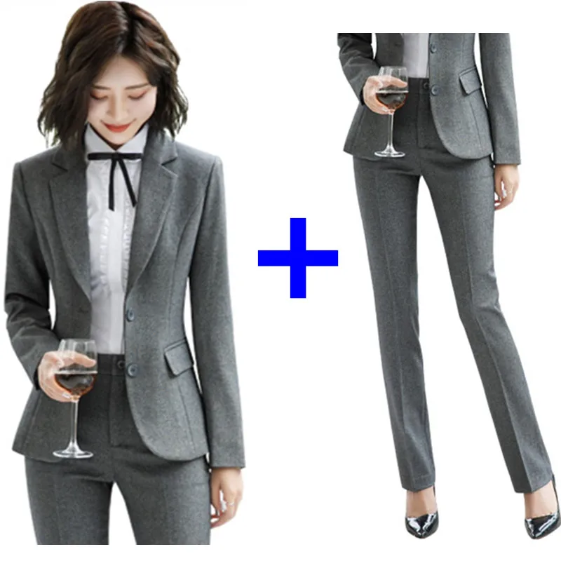 Женский деловой костюм офисный с брюками и блейзером большие размеры 4XL XXL Осень