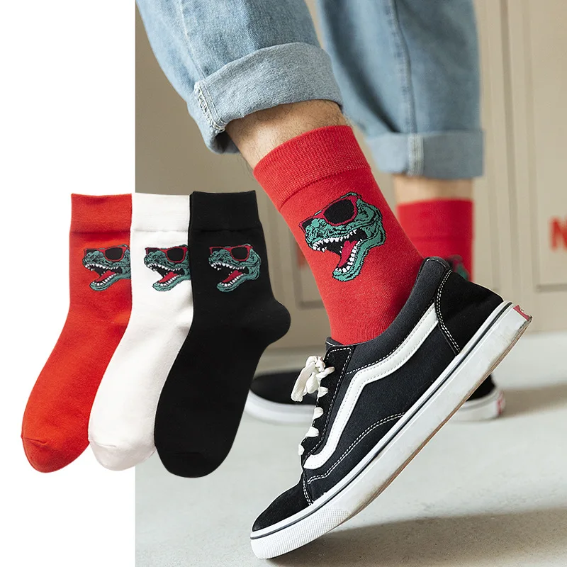 2020 новый счастливый мужские носки для женщин Крокодил c вышивкой в виде из