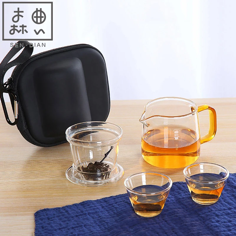 SENDIAN устойчивый к высоким температурам стеклянный чайный набор портативный