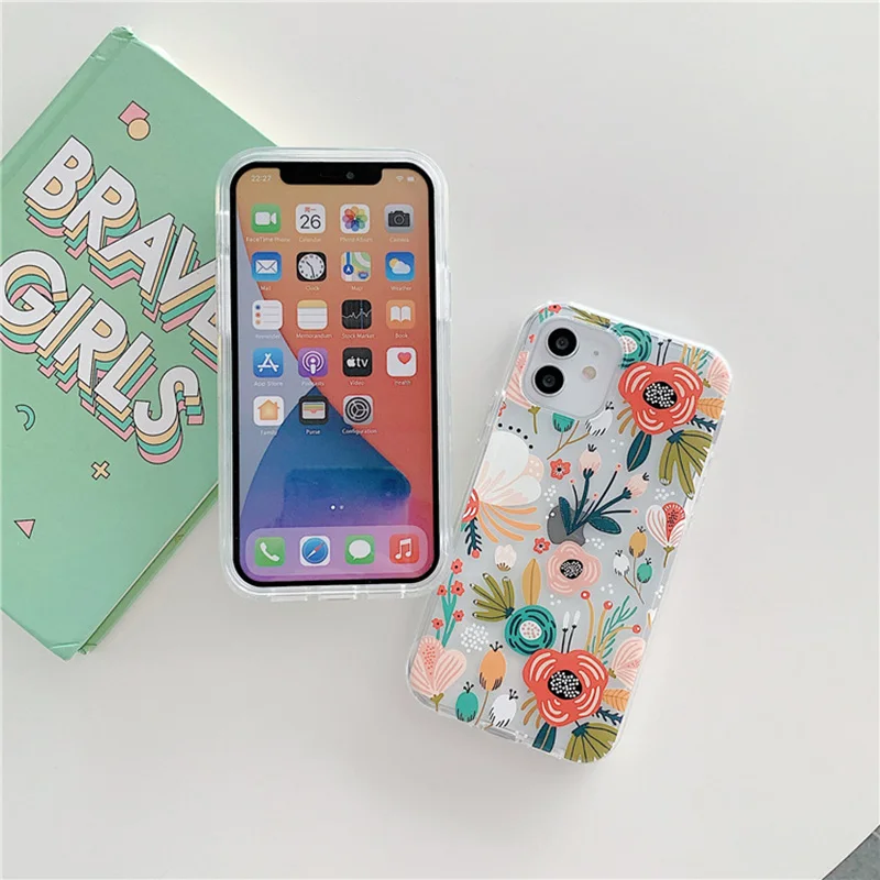 transparent flower phone case for iphone 11 13 pro max x xr xs max 7 8 plus 12 pro max back cover free global shipping