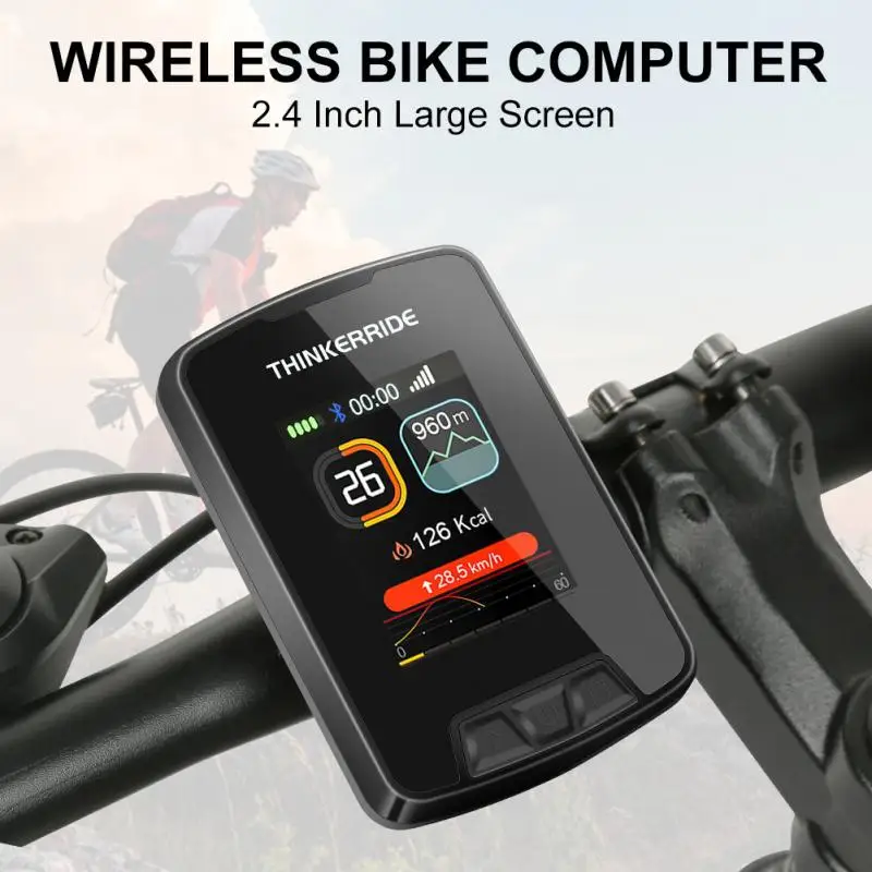 

Wireless Cycling Bike Computer GPS Speedometer Odometer 2.4 Inch BLE5.0 ANT+ APP Sync Sensor Waterproof Code Table with Bracket